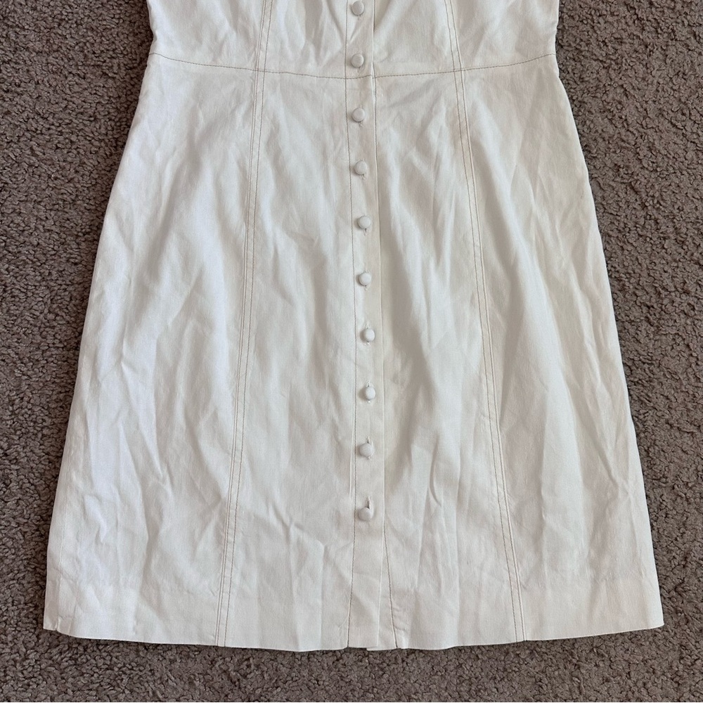 Theory Womens 4 Kayleigh Linen Blend White Button Front Mini Dress - Picture 2 of 16